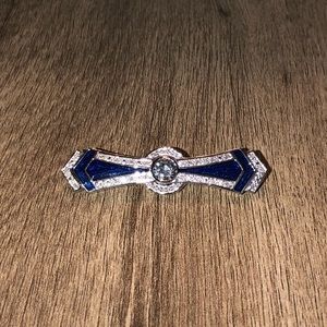 Clear Topaz, Diamond and Blue Enamel Pin NWOT